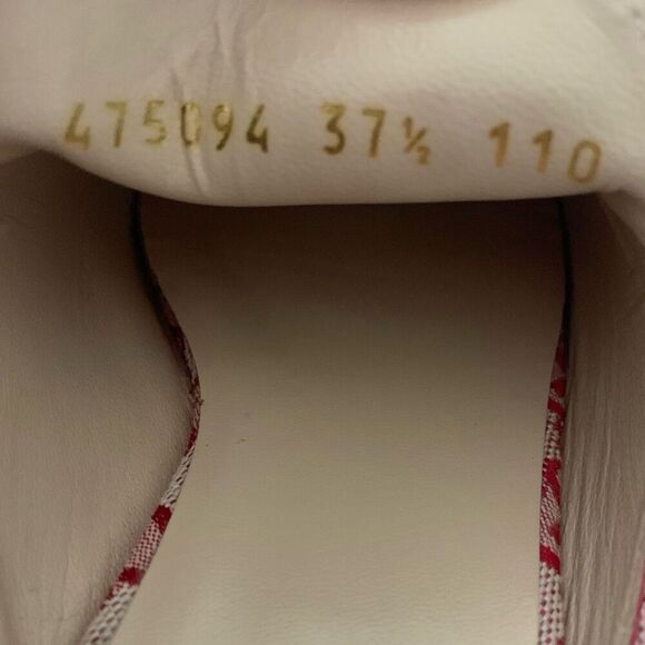 Gucci Princetown Horsebit Mule EU 37.5 US 7.5 Red GG Monogram Canvas Loafer Flat - Picture 12 of 12